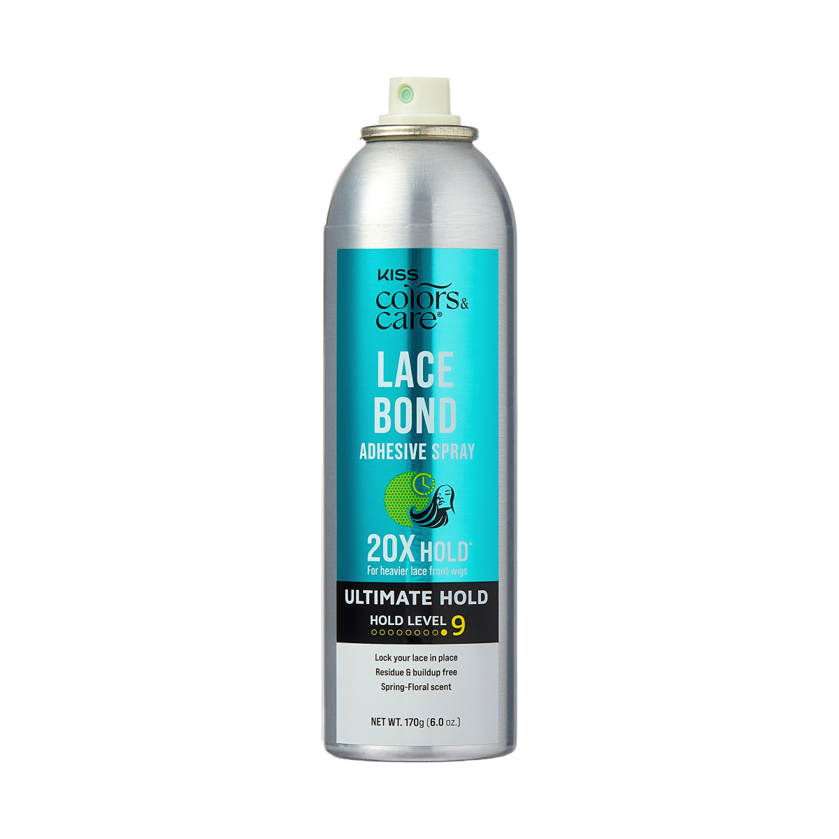 Kiss Colors & Care Lace Bond Spray | Ultimate Hold, Wig Adhesive Spray, Wig Glue, 6 oz, Hair Care official pack