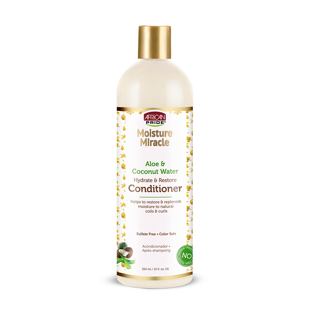 African Pride Moisture Miracle Aloe & Coconut Water Conditioner 12.0 oz — official pack photo 40038078 (Aloe_Coconut_Water_Conditioner_01_New.png) from strengthofnature.com