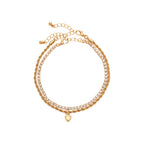 ARRIA Stacked Heart Anklet for Women - 14K Gold Plated & White Gold Tone official pack