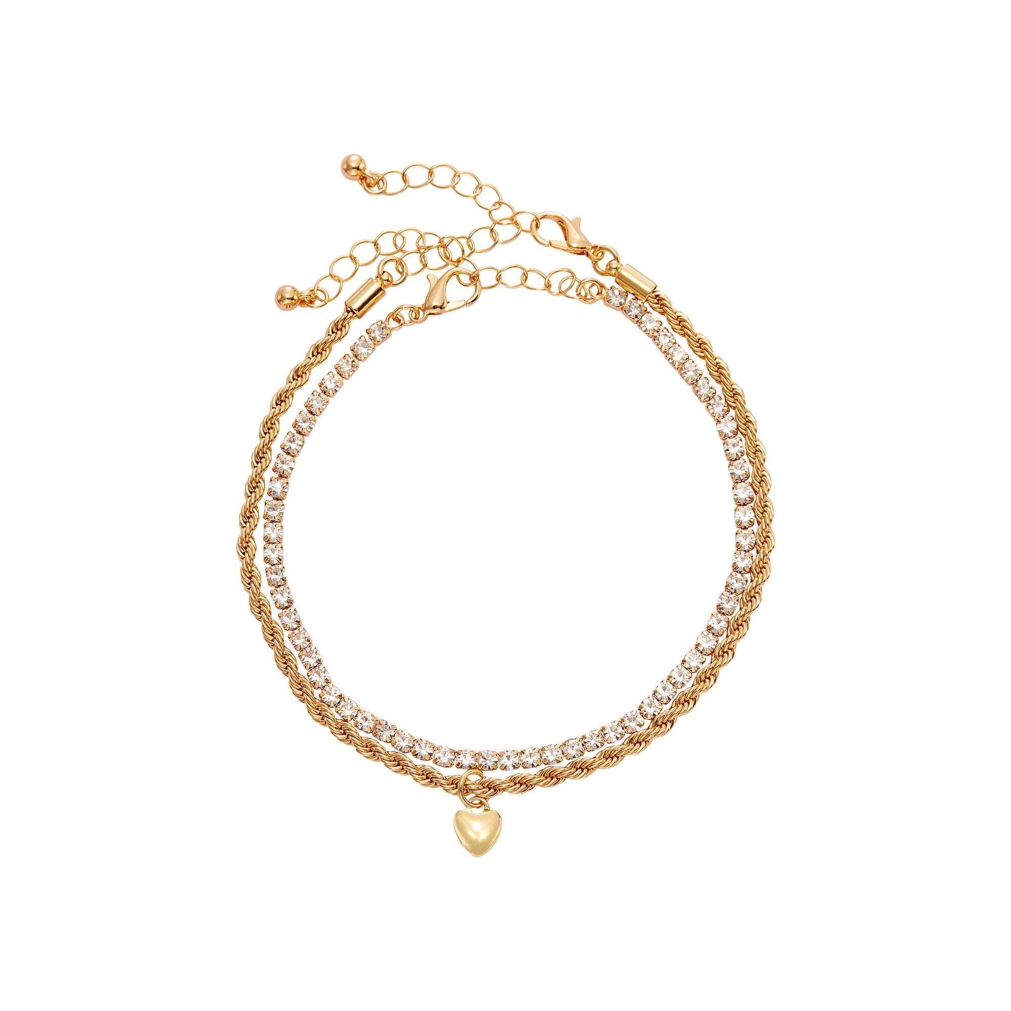 ARRIA Stacked Heart Anklet for Women - 14K Gold Plated & White Gold Tone official pack
