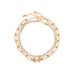 ARRIA Layered Butterfly Anklet for Women - 14K Gold Plated & White Gold Tone official pack