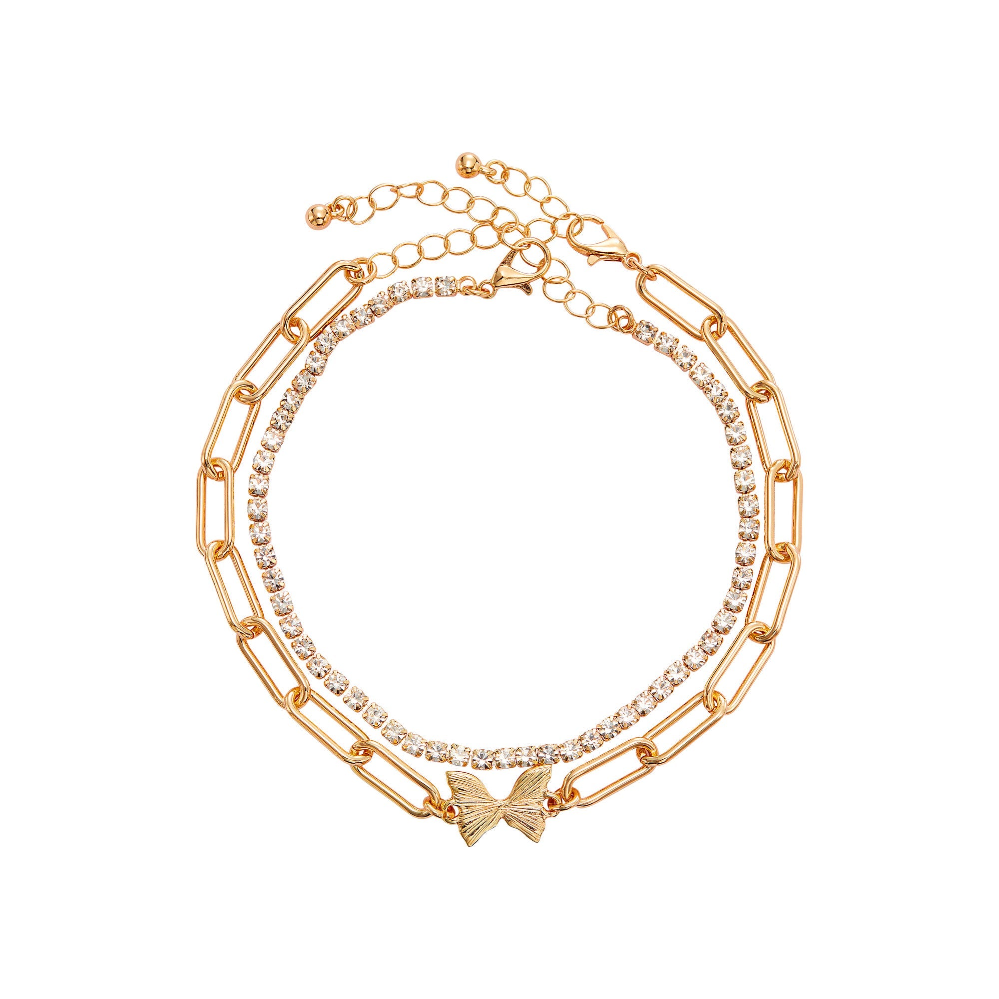 ARRIA Layered Butterfly Anklet for Women - 14K Gold Plated & White Gold Tone official pack
