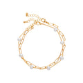 ARRIA Layered Pearl Anklet for Women - 14K Gold Plated & White Gold Tone official pack