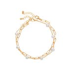 ARRIA Layered Pearl Anklet for Women - 14K Gold Plated & White Gold Tone official pack