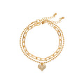 ARRIA Layered Sparkling Heart Anklet for Women - 14K Gold Plated & White Gold Tone official pack