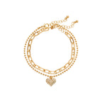 ARRIA Layered Sparkling Heart Anklet for Women - 14K Gold Plated & White Gold Tone official pack