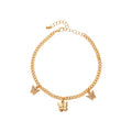 ARRIA Butterfly Charm Curb Chain Anklet for Women - 14K Gold Plated & White Gold Tone official pack