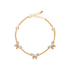 ARRIA Diamond Butterfly Trio Anklet for Women - 14K Gold Plated & White Gold Tone official pack