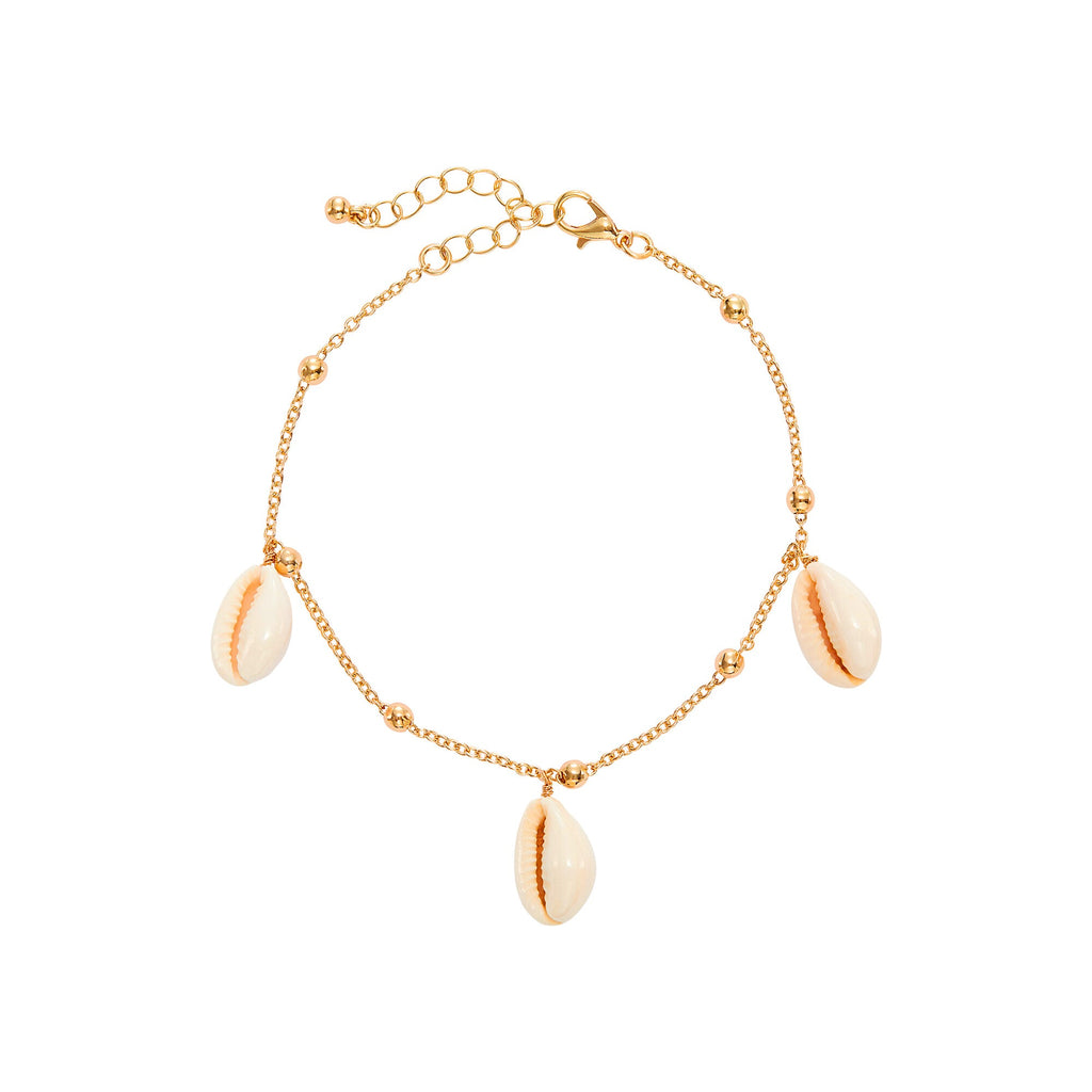 ARRIA Seashell Trio Charm Anklet for Women - 14K Gold Plated & White Gold Tone official pack