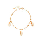 ARRIA Seashell Trio Charm Anklet for Women - 14K Gold Plated & White Gold Tone official pack