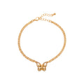 ARRIA Elegant Butterfly Charm Link Anklet for Women - 14K Gold Plated & White Gold Tone official pack