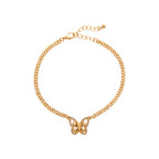 ARRIA Elegant Butterfly Charm Link Anklet for Women - 14K Gold Plated & White Gold Tone official pack