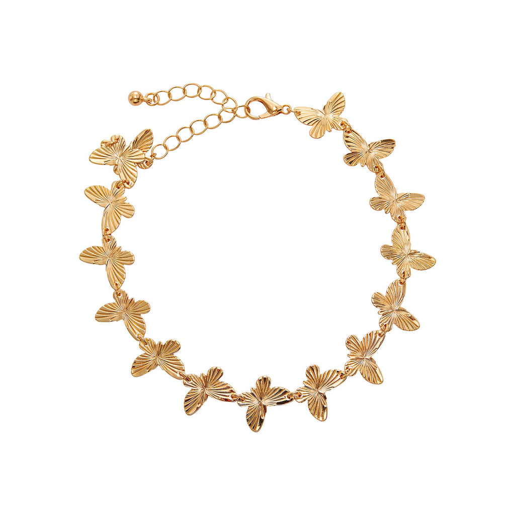 ARRIA Multi Butterfly Link Anklet for Women - 14K Gold Plated & White Gold Tone official pack