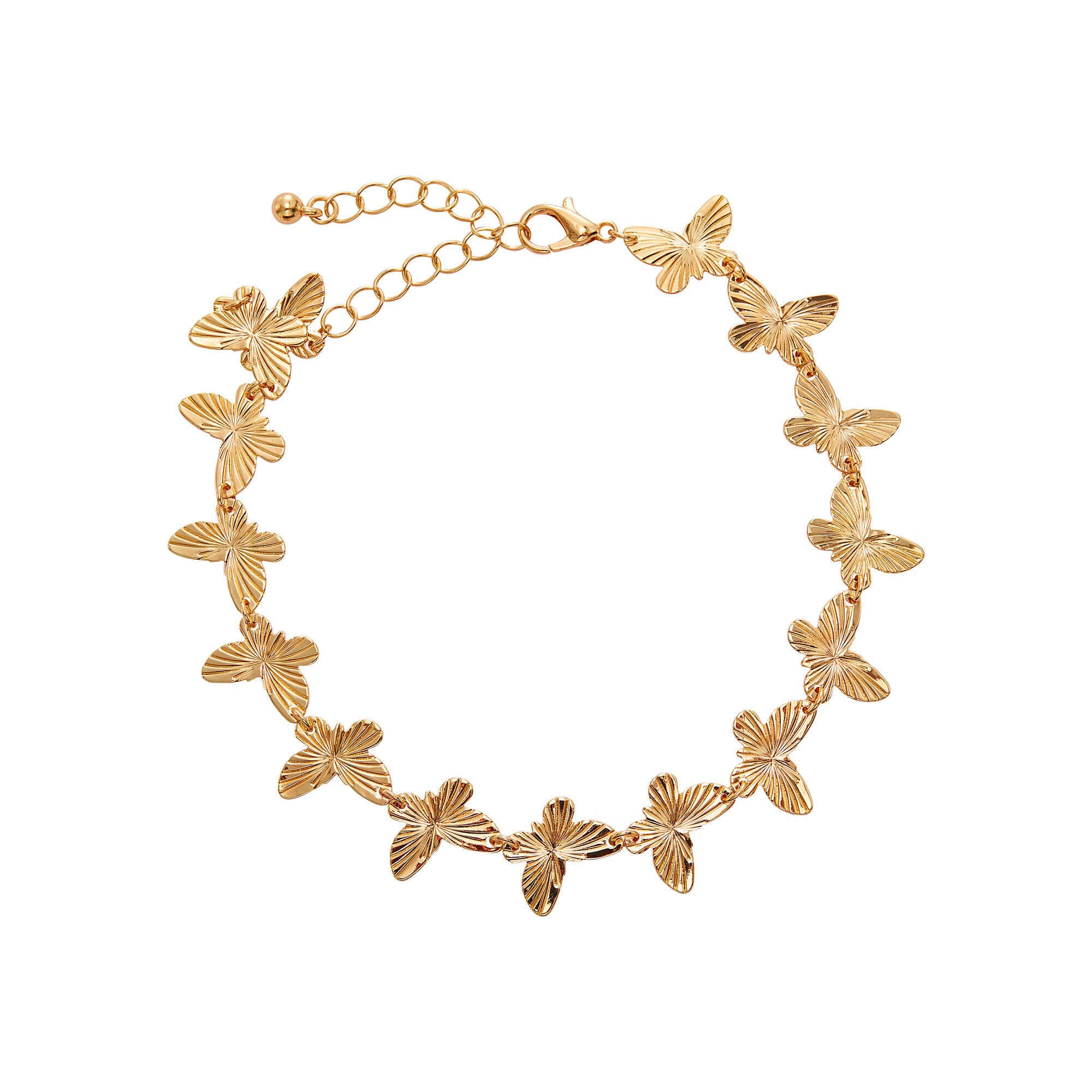 ARRIA Multi Butterfly Link Anklet for Women - 14K Gold Plated & White Gold Tone official pack