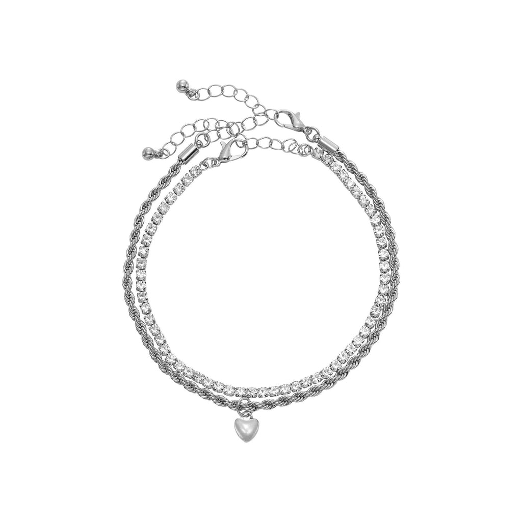 ARRIA Stacked Heart Anklet for Women - 14K Gold Plated & White Gold Tone official pack