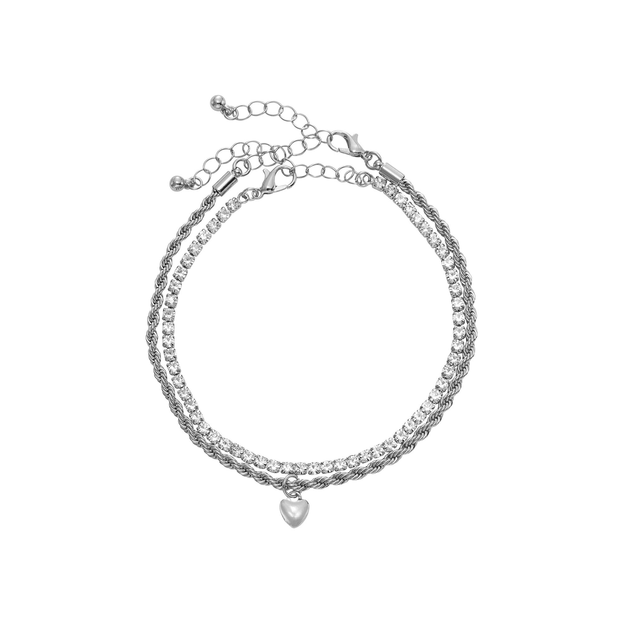 ARRIA Stacked Heart Anklet for Women - 14K Gold Plated & White Gold Tone official pack