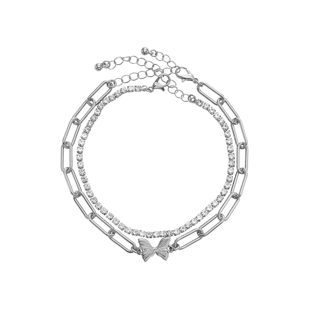 ARRIA Layered Butterfly Anklet for Women - 14K Gold Plated & White Gold Tone official pack
