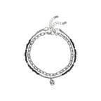 ARRIA Layered Black Beaded Anklet for Women - 14K Gold Plated & White Gold Tone official pack