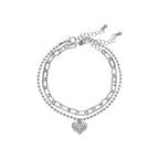 ARRIA Layered Sparkling Heart Anklet for Women - 14K Gold Plated & White Gold Tone official pack