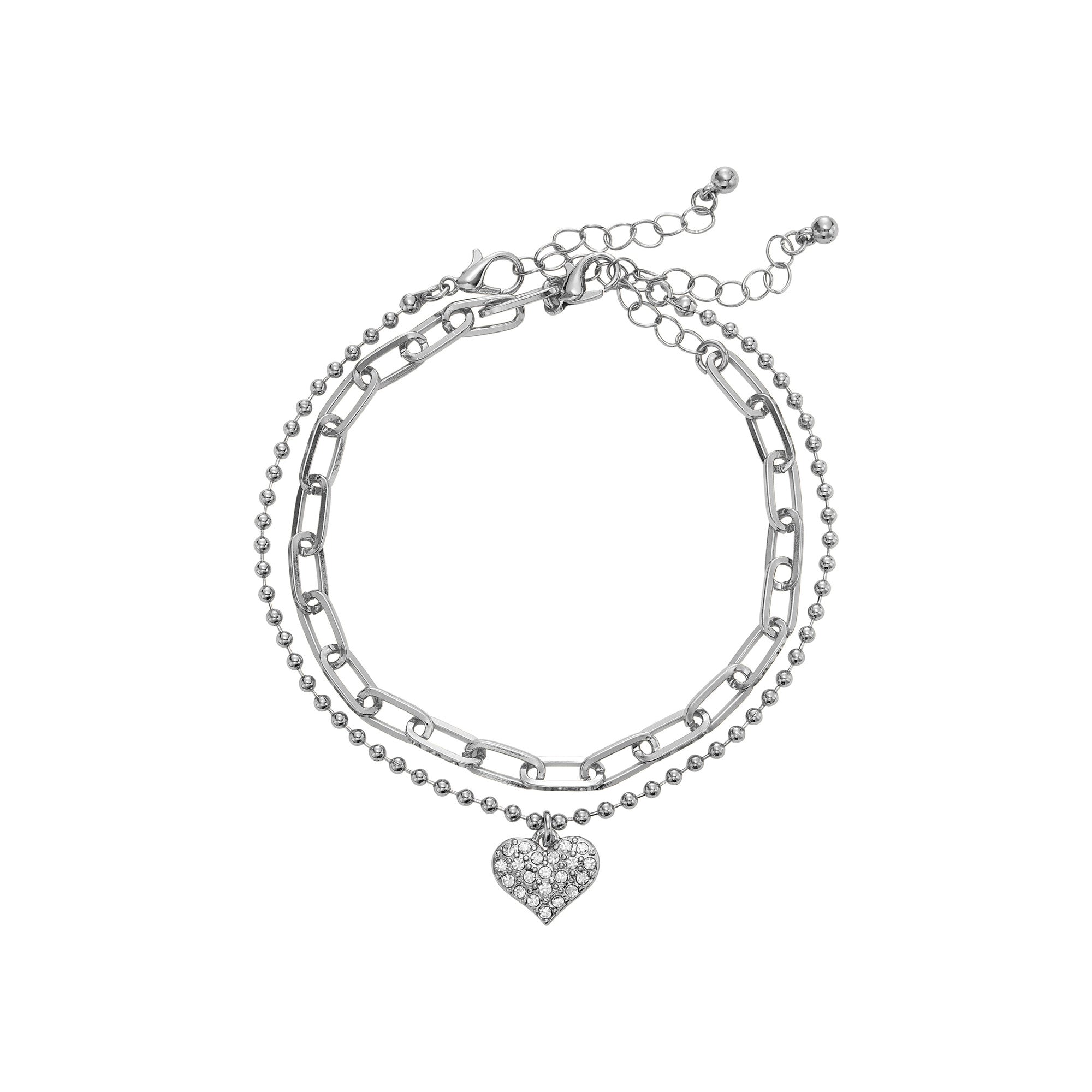 ARRIA Layered Sparkling Heart Anklet for Women - 14K Gold Plated & White Gold Tone official pack