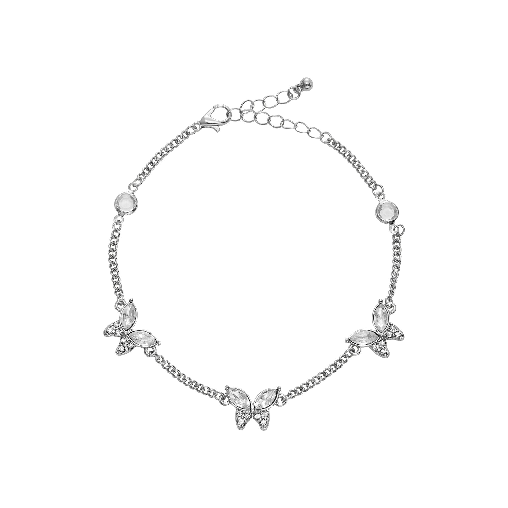 ARRIA Diamond Butterfly Trio Anklet for Women - 14K Gold Plated & White Gold Tone official pack