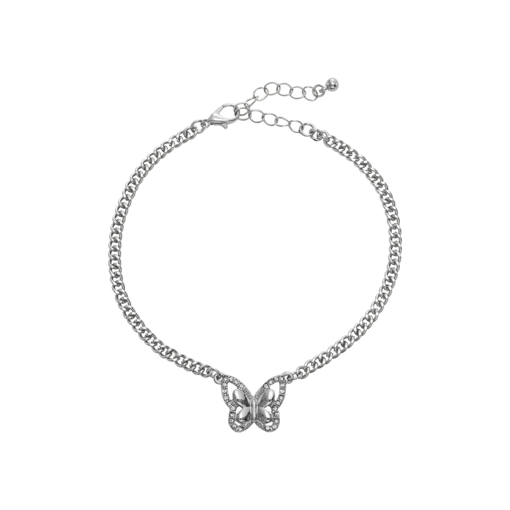 ARRIA Elegant Butterfly Charm Link Anklet for Women - 14K Gold Plated & White Gold Tone official pack