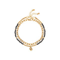 ARRIA Layered Black Beaded Anklet for Women - 14K Gold Plated & White Gold Tone official pack