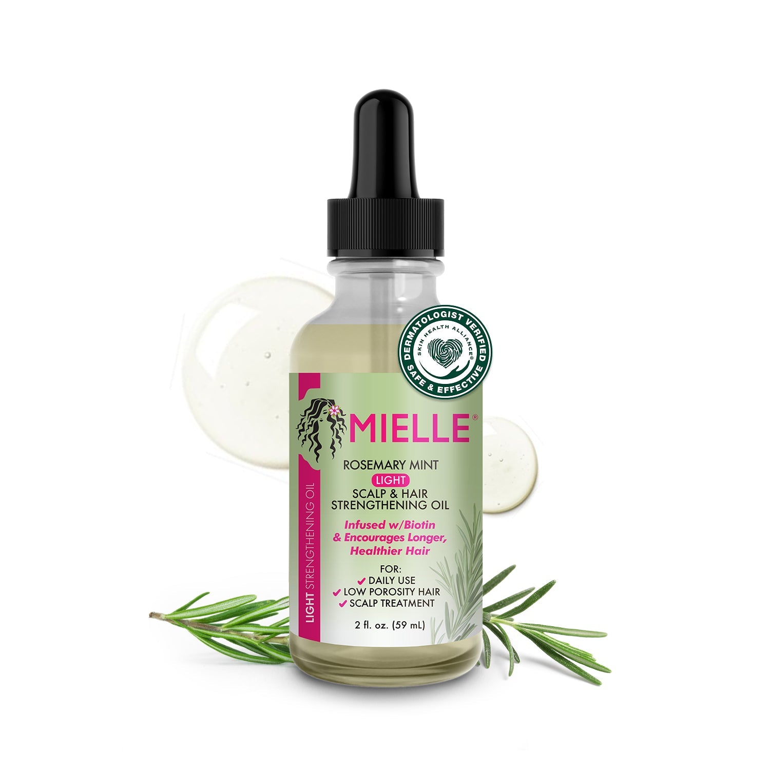 Mielle Rosemary Mint Light Scalp & Hair Strengthening Oil 2.0 oz — official pack photo 80897016 (B0CJM8546H.MAIN.jpg) from mielleorganics.com