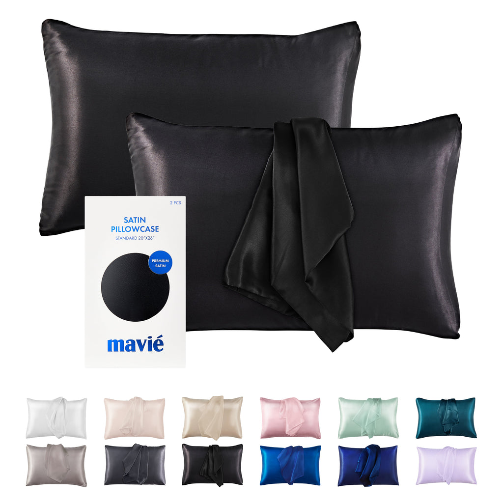 MAVIE Satin Pillowcase Set of 2 – Standard Size 20” x 26” official pack