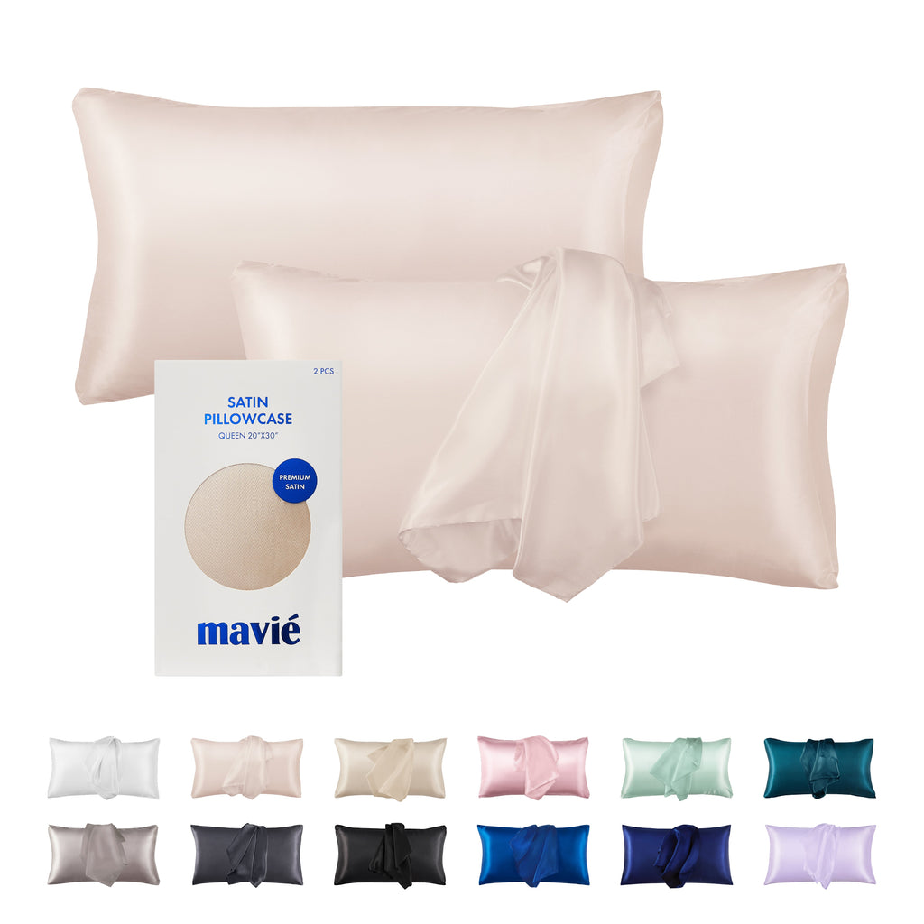 MAVIE Satin Pillowcase Set of 2 – Queen Size 20" x 30" official pack