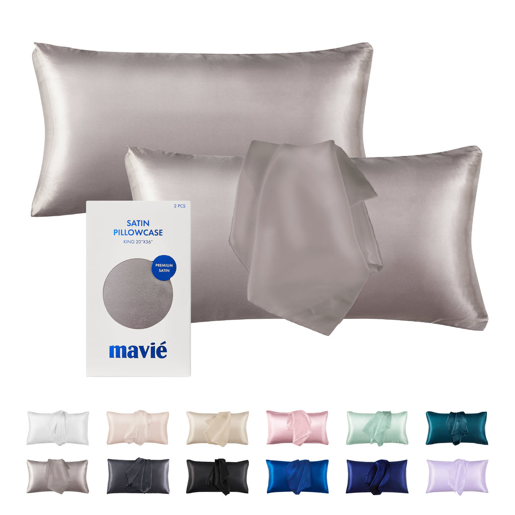 MAVIE Satin Pillowcase Set of 2 – King Size 20" x 36" official pack