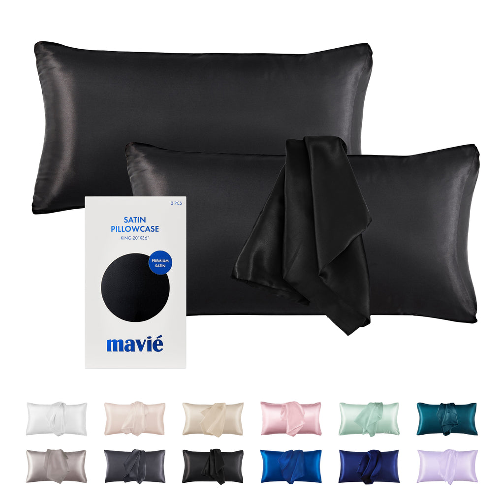 MAVIE Satin Pillowcase Set of 2 – King Size 20" x 36" official pack