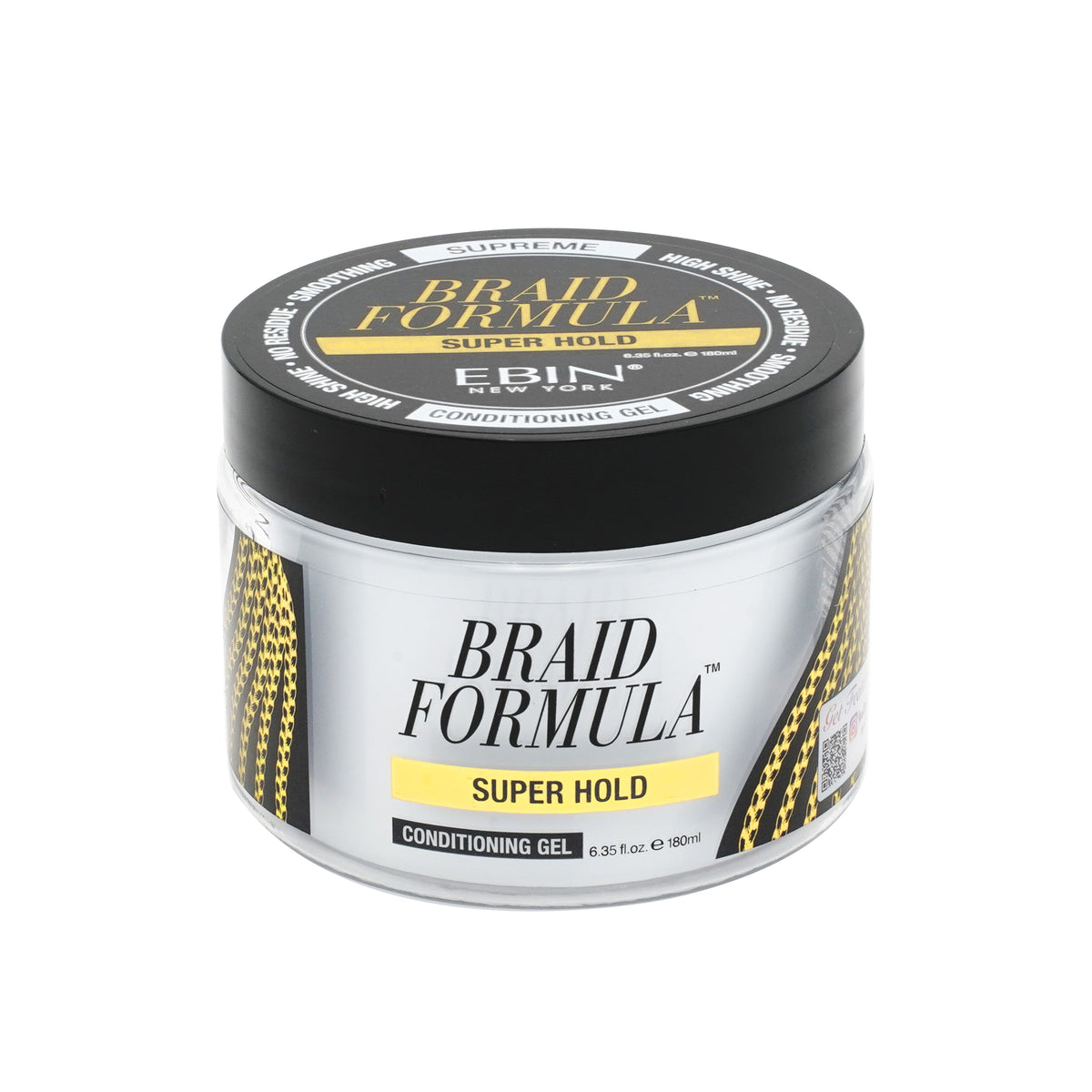 Ebin New York Braid Formula Conditioning Gel Super Hold 180ml — official pack photo BFPH180 (BFPH180_Front.jpg) from ebinnewyork.com