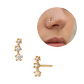 Arria 14K Gold Plated Triple CZ Straight Nose Pin – Hypoallergenic, Minimal & Versatile Design - GOLD NOSE STRAIGHT TRIPLE STUD official pack