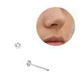 Arria Classic CZ Nose Bone Stud – White Gold Tone, Hypoallergenic, Secure Ball-End Design - W.G NOSE BONE STONE 3.0MM official pack