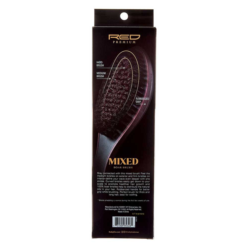 RED by KISS Mixed Boar Brush Medium & Hard Bristles official pack