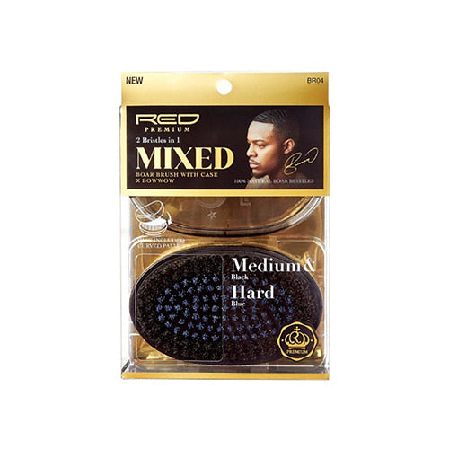 RED by KISS Mixed Boar Palm Brush with Case Medium & Hard Bristles - RPM M/H mixed palm boar brush with case official pack