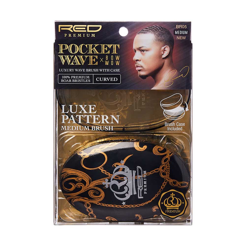 RED by KISS BOW WOW X Pocket Wave Medium Boar Brush with Case - Luxe Pattern official pack