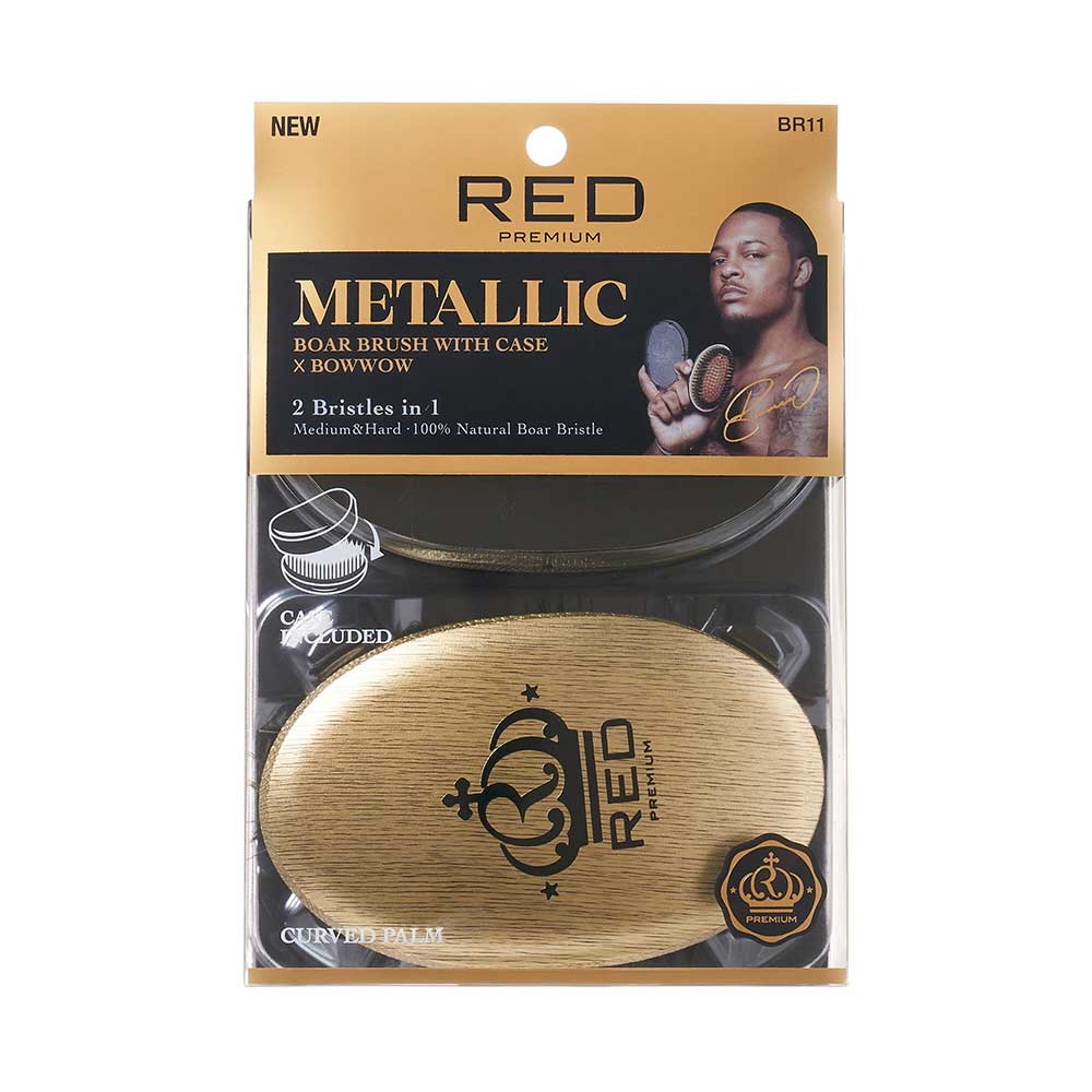 RED by KISS BOW WOW X Pocket Wave Premium Metallic 2-in-1 Boar Brush with Case - Gold official pack