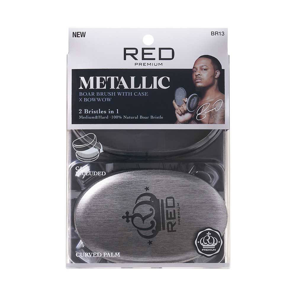 RED by KISS BOW WOW X Pocket Wave Premium Metallic 2-in-1 Boar Brush with Case - Silver official pack