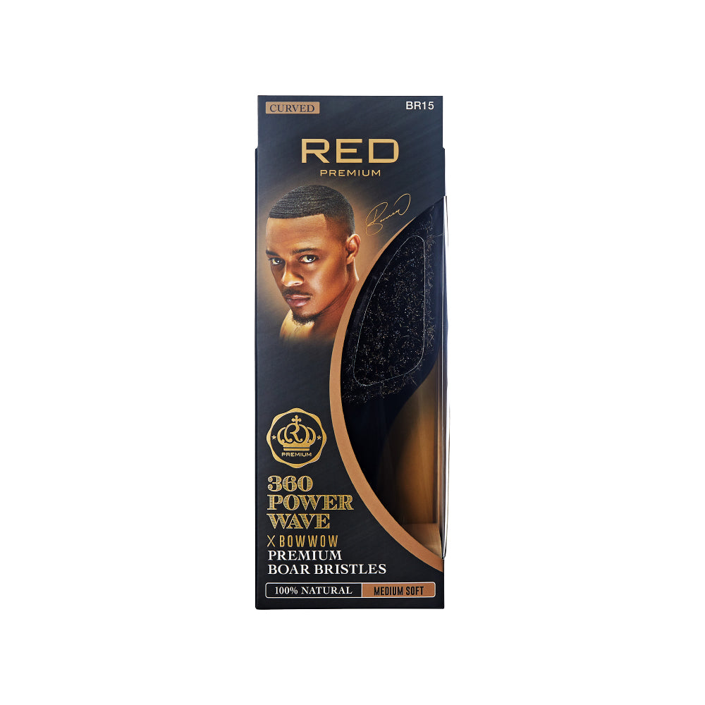 RED by KISS BOW WOW X 360 Power Wave Medium Soft Boar Brush official pack