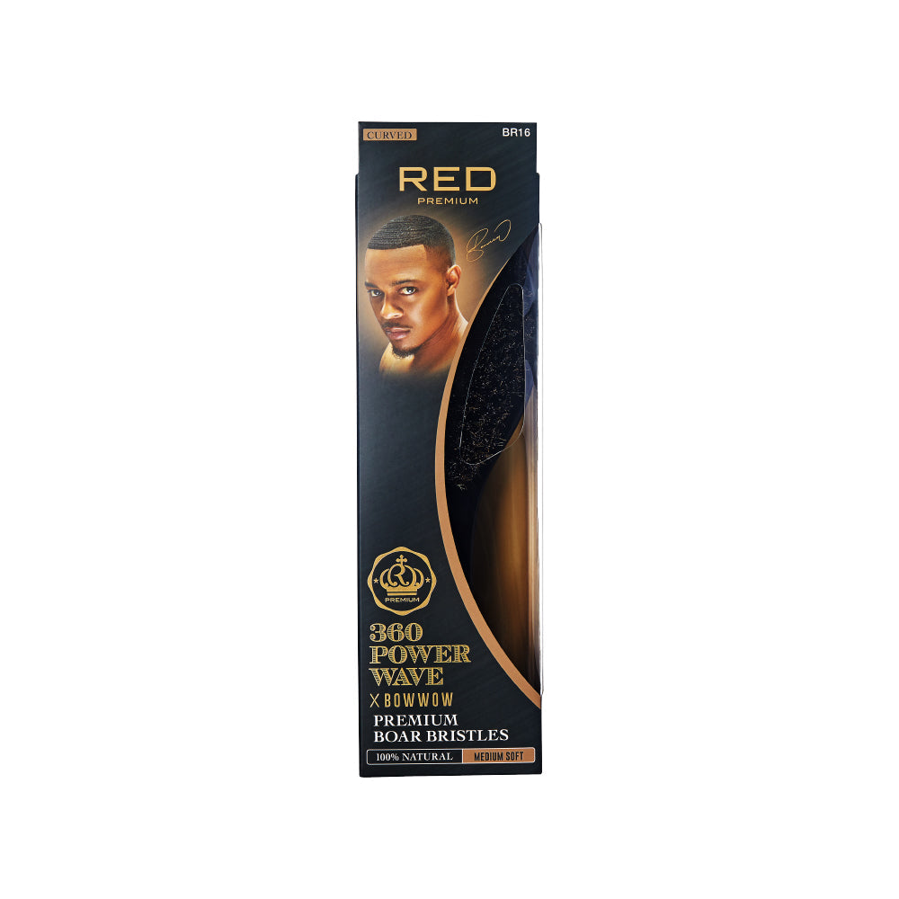 RED by KISS BOW WOW X 360 Power Wave Medium Soft Boar Brush official pack