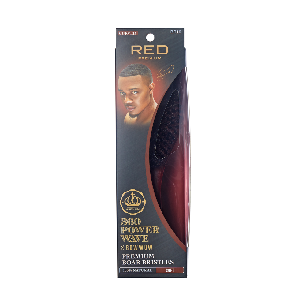 RED by KISS BOW WOW X 360 Power Wave Soft Boar Brush official pack