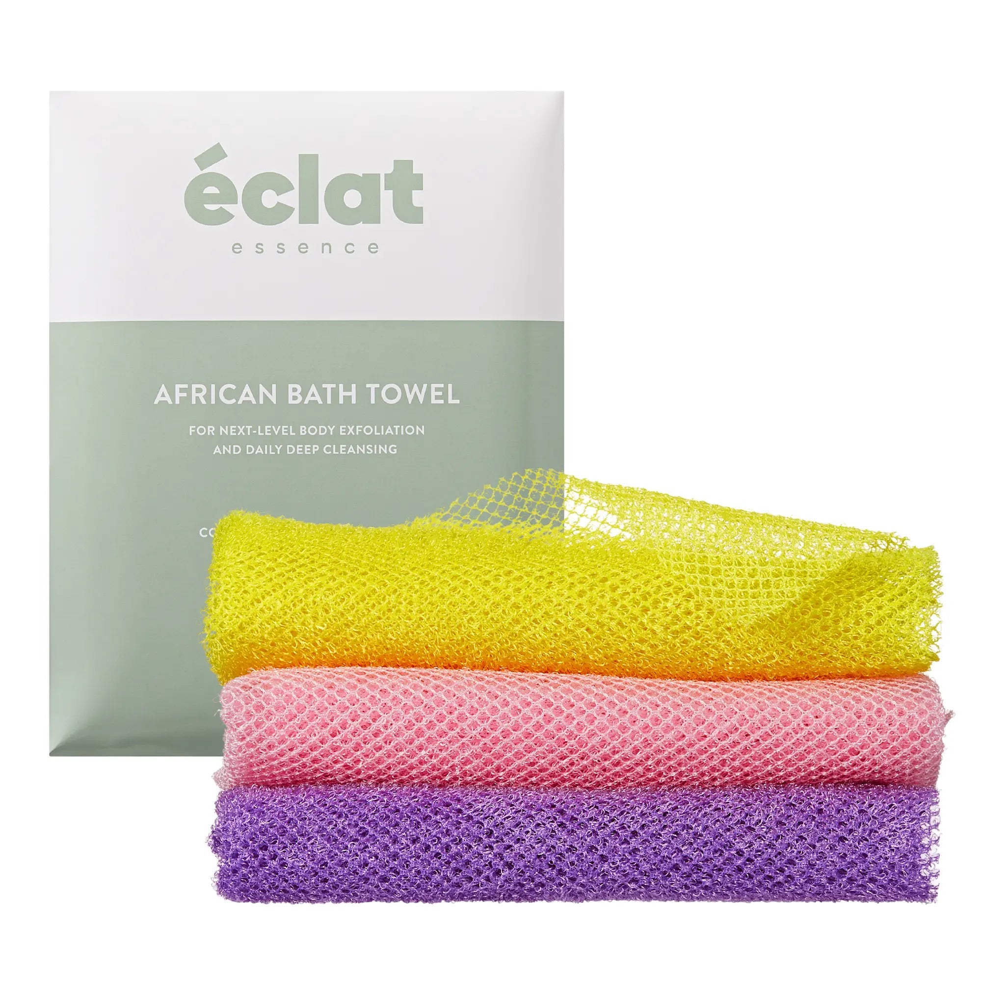 éclat African Bath Net Long Sponge – 1pc/ 3pcs Exfoliating Skin Smoother Shower Body Scrubber official pack