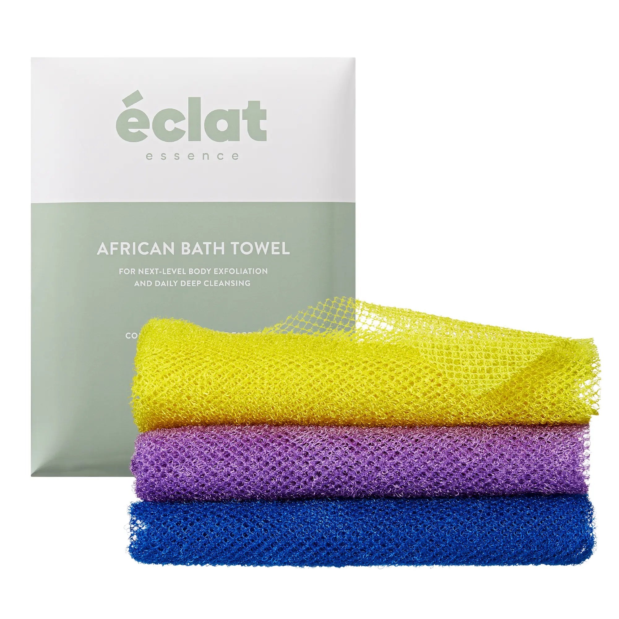 éclat African Bath Net Long Sponge – 1pc/ 3pcs Exfoliating Skin Smoother Shower Body Scrubber official pack