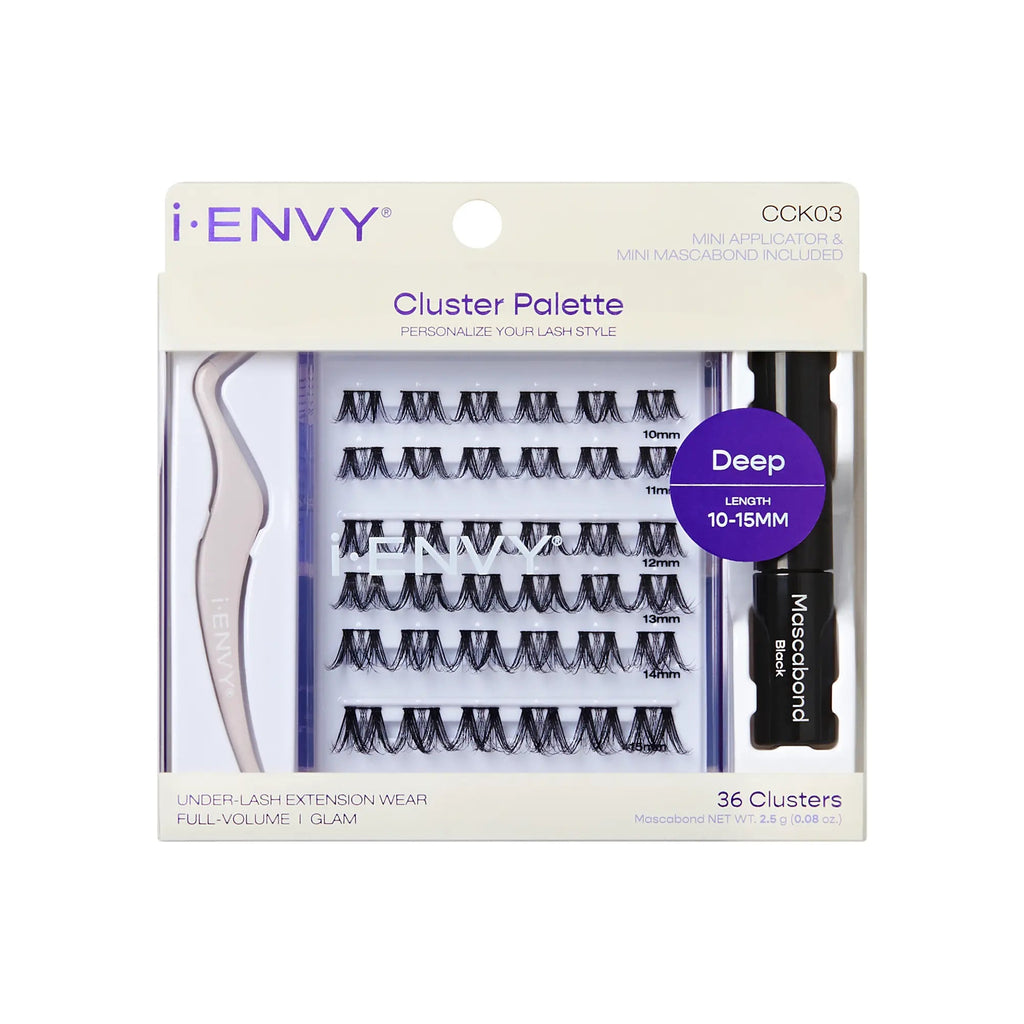 I-ENVY Cluster Palette Kit - Refillable DIY Underlash Extension Palette with 36 Lash Clusters - Deep official pack