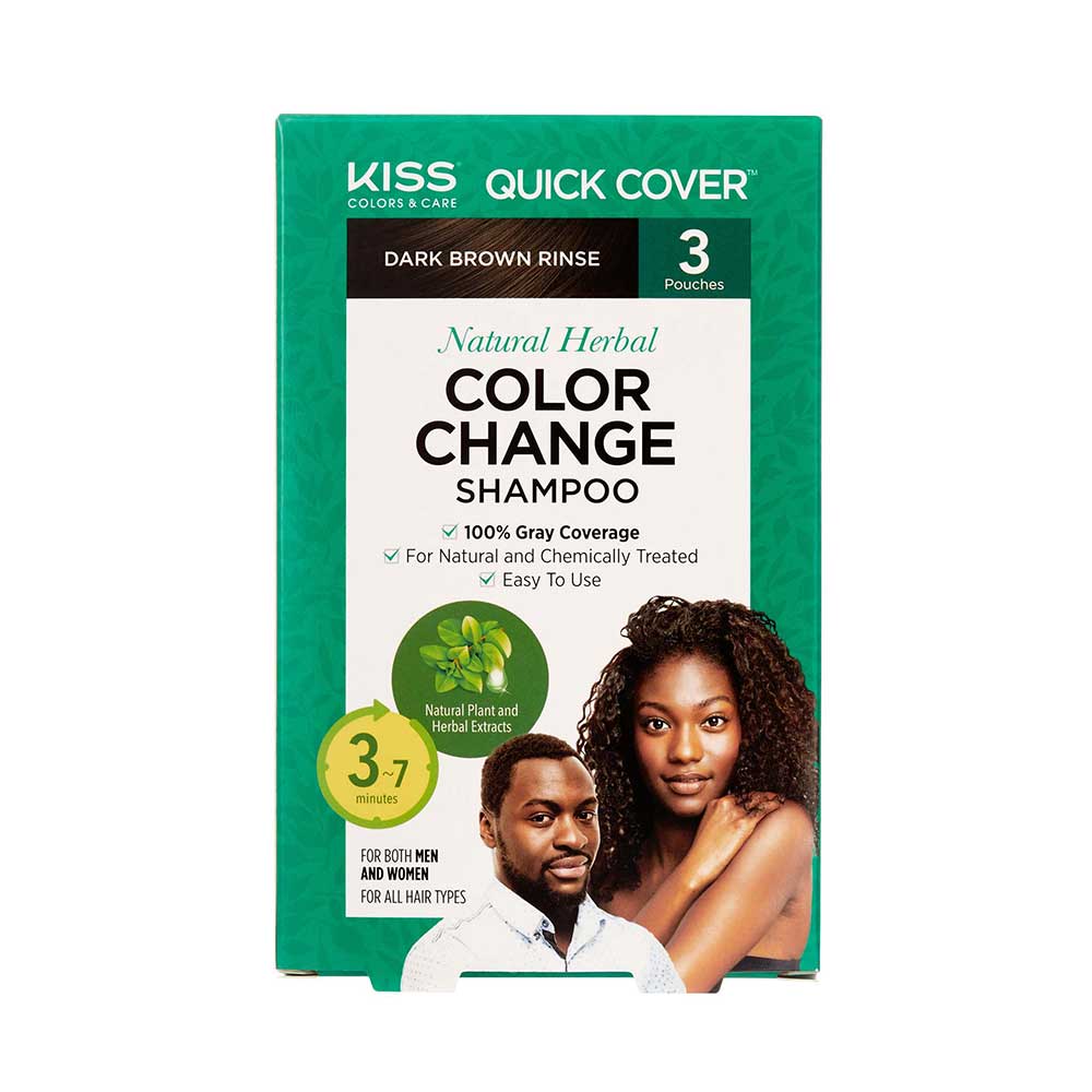 RED by KISS Natural Herbal Color Change Shampoo - Permanent Hair Dye with Herbal Extracts, 100% Gray Coverage in 7-10 Minutes - Dark Brown official pack