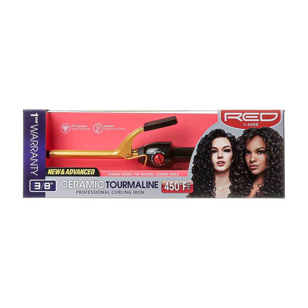 RED by KISS Ceramic Tourmaline Professional Curling Iron - 3/8 Inch official pack