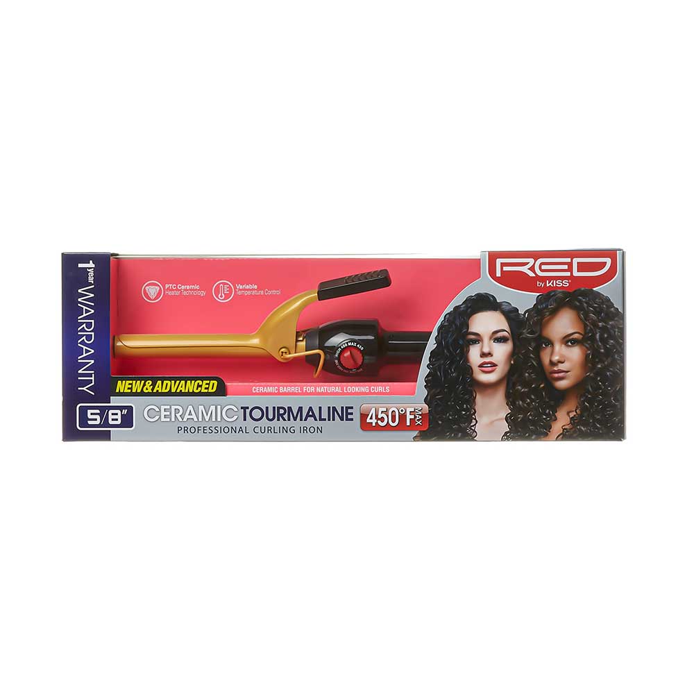 RED by KISS Ceramic Tourmaline Professional Curling Iron - 5/8 Inch official pack