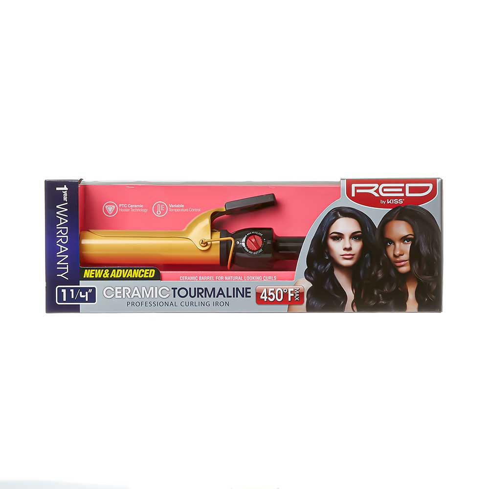 RED by KISS Ceramic Tourmaline Professional Curling Iron - 1.25 Inch official pack